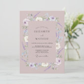 Invitation Mariage Lavande Raffiné Mauve (Debout devant)