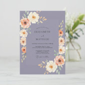 Invitation Mariage Lavande Rosé Fleurie (Debout devant)