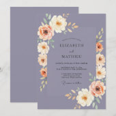 Invitation Mariage Lavande Rosé Fleurie (Devant / Derrière)