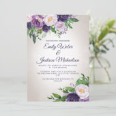 Invitation Mariage Lavande Violet Greenery (Debout devant)