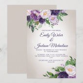 Invitation Mariage Lavande Violet Greenery (Devant / Derrière)