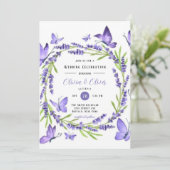 Invitation Mariage Lavande Wisteria Et Papillons (Debout devant)