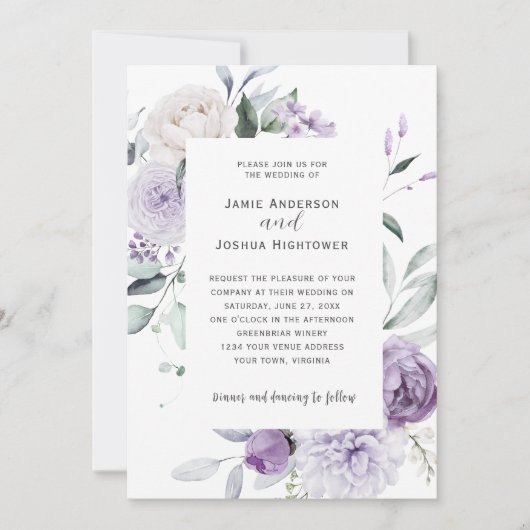 Invitation Mariage Lavender Blooms (Devant)