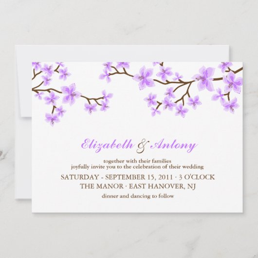 Invitation Mariage Lavender Cherry Blossoms (Devant)