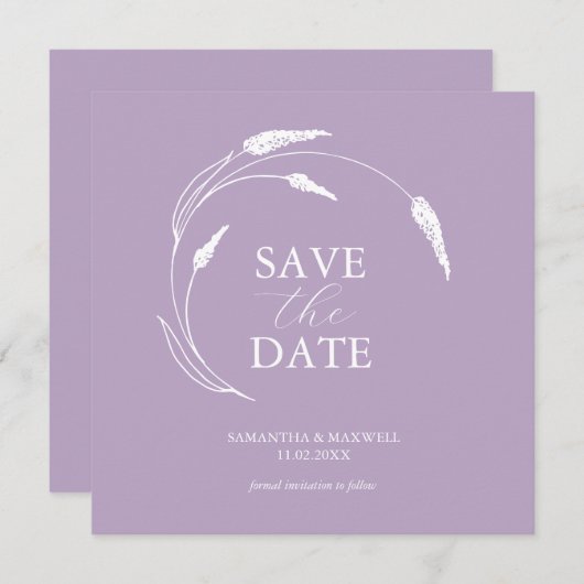 Invitation Mariage Lavender Enregistrer La Date Modèles (Devant / Derrière)