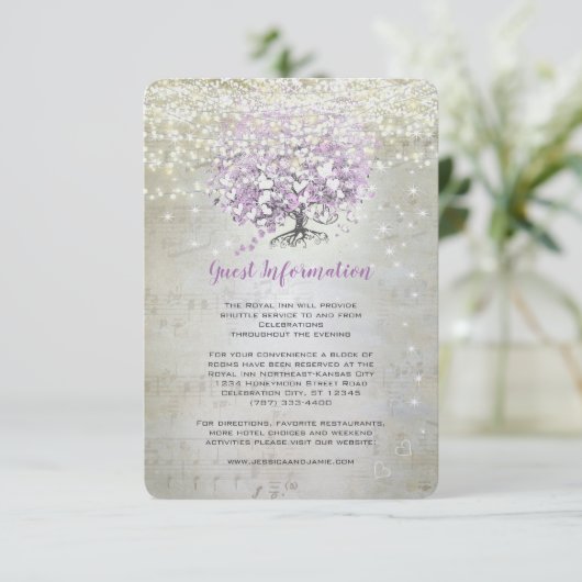 Invitation Mariage Lavender Fairytale Lumières et étoiles (Debout devant)