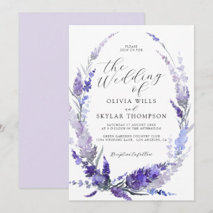 Invitation Mariage Lavender Floral Wreath Botanique Lilac