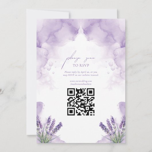 Invitation Mariage Lavender Garden QR Code Rsvp (Dos)