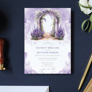 Invitation Mariage Lavender Garden QR Code Rsvp