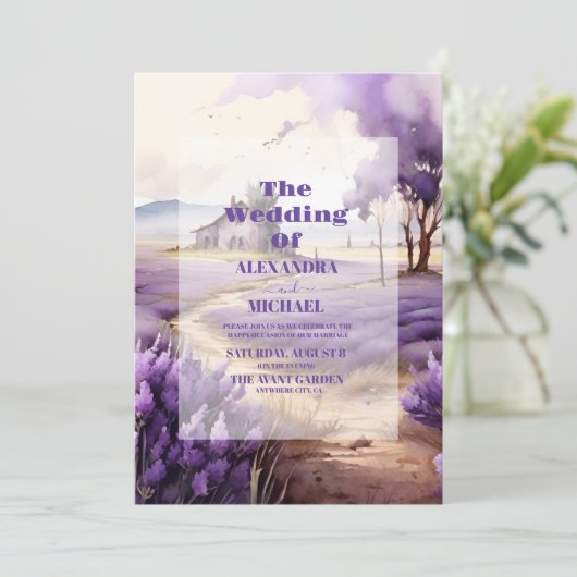 Invitation Mariage Lavender Greenery (Debout devant)
