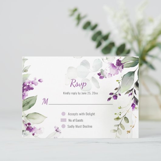 Invitation Mariage Lavender Stems and Greenery (Debout devant)