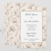 Invitation Mariage Lavis De Fleurs Crème  (Devant / Derrière)