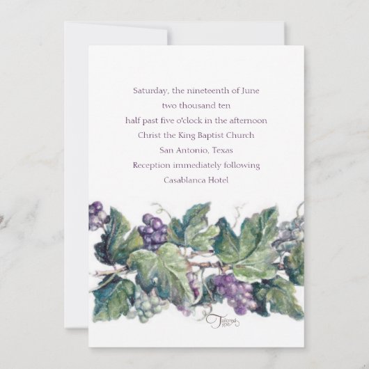 Invitation Mariage Le Vignoble (Dos)