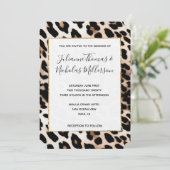 Invitation Mariage Léopard à crème noire Peach (Debout devant)