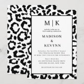Invitation Mariage Léopard Noir Et Blanc (Devant / Derrière)