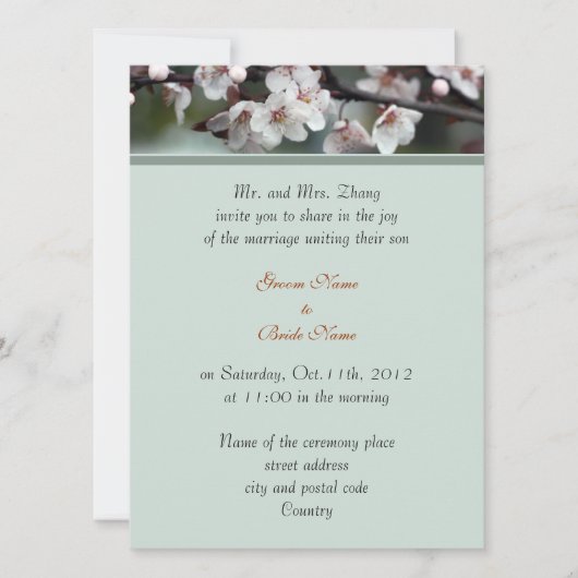 Invitation mariage, les parents de Groom invitent des fleurs (Devant)