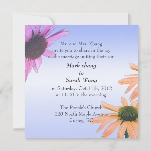 Invitation mariage, les parents de Groom invitent les fleurs (Devant)