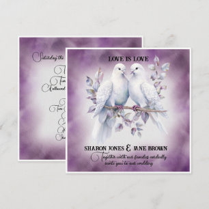 Invitation Mariage Lesbien de Deux Colombes Blanches
