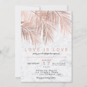 Invitation Mariage lesbien d'or de marbre rose moderne de (Devant)