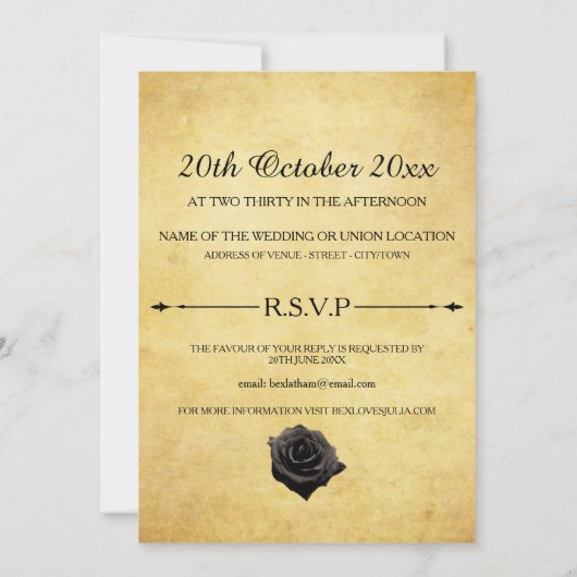 Invitation Mariage lesbien - Style gothique Steampunk (Dos)