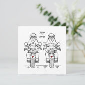 Invitation Mariage lesbienne de moto de deux mariées sur mesu (Debout devant)