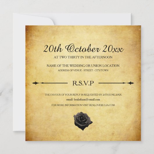 Invitation Mariage lesbienne - Style gothique Steampunk (Dos)