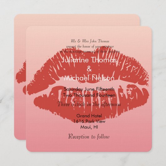Invitation Mariage Lèvres Smooch (Devant / Derrière)
