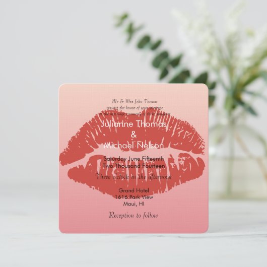 Invitation Mariage Lèvres Smooch (Debout devant)