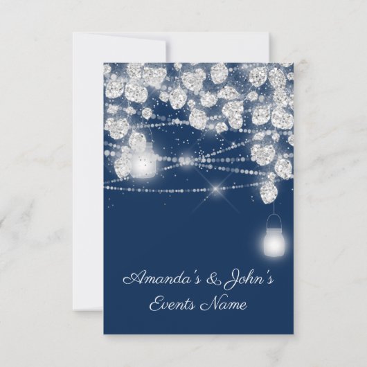 Invitation Mariage Lights Jars Parties scintillant gris bleu  (Dos)