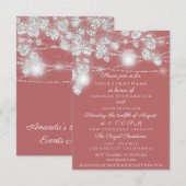Invitation Mariage Lights Jars Parties scintillant Gris Rose  (Devant / Derrière)