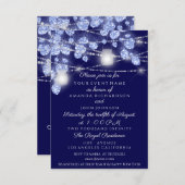 Invitation Mariage Lights Jars Russe Parties scintillant Bleu (Devant / Derrière)