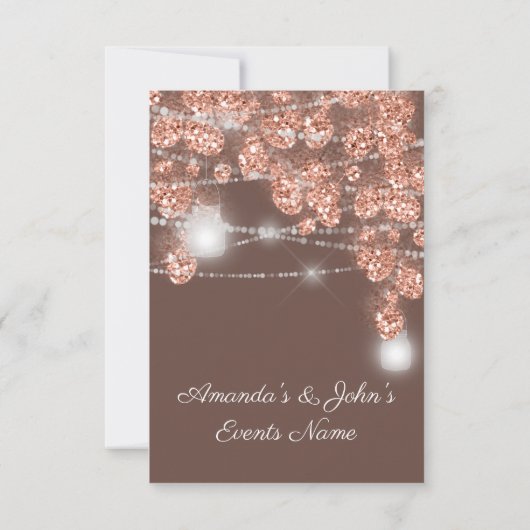 Invitation Mariage Lights Jars Rustique Rose Gold Brown (Dos)