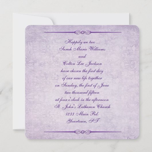 Invitation Mariage Lilac (Dos)
