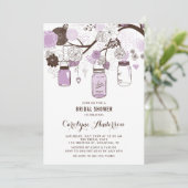 Invitation Mariage Lilac dans des Pots Mason et Fleurs (Debout devant)