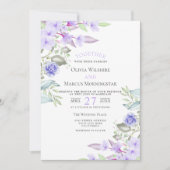 Invitation Mariage | Lilac et Fleurs de Jardin Rose (Devant)