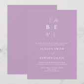 Invitation Mariage Lilac Monogram Crest (Devant / Derrière)