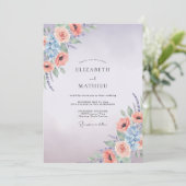 Invitation Mariage Lilas Abricot Ranunculus Eucalyptus (Debout devant)