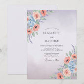 Invitation Mariage Lilas Abricot Ranunculus Eucalyptus (Devant / Derrière)