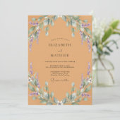 Invitation Mariage lilas chèvrefeuille ocre (Debout devant)