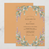 Invitation Mariage lilas chèvrefeuille ocre (Devant / Derrière)
