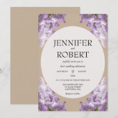 Invitation Mariage lilas et beige (Devant / Derrière)