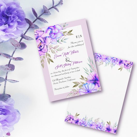 Invitation Mariage lilas floral violet