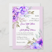 Invitation Mariage lilas floral violet (Devant)