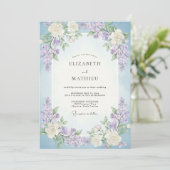 Invitation Mariage Lilas Glycine Pervenche (Debout devant)