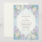 Invitation Mariage Lilas Glycine Pervenche (Devant / Derrière)