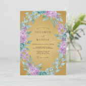 Invitation Mariage Lilas Luxuriant Or (Debout devant)