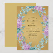 Invitation Mariage Lilas Luxuriant Or (Devant / Derrière)