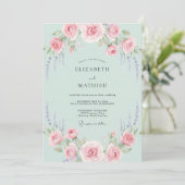 Invitation Mariage Lilas Pâle Rose Menthe (Debout devant)