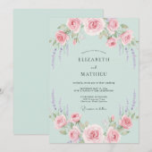 Invitation Mariage Lilas Pâle Rose Menthe (Devant / Derrière)