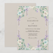 Invitation Mariage Lilas Pervenche Wisteria (Devant / Derrière)